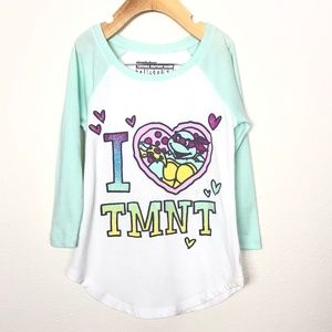 Nickelodeon TMNT Girl's Quarter Length BaseballTee